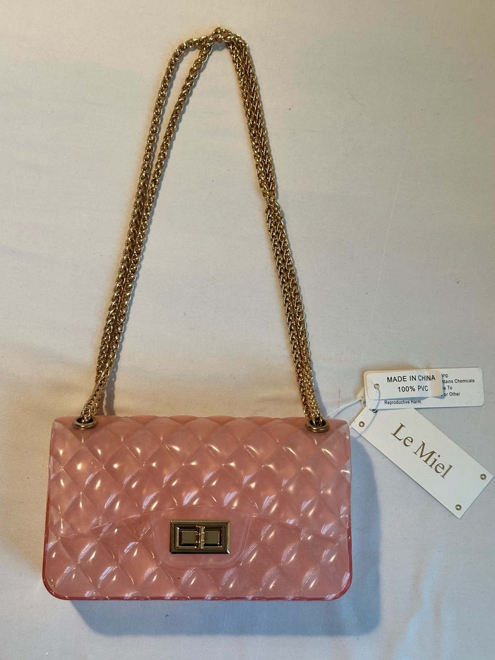 Le Miel Pink Quilted Chain Cross body or Shoulder Bag